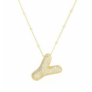 Golden Dainty Bubble Letter 26 A-Z Letter Necklace